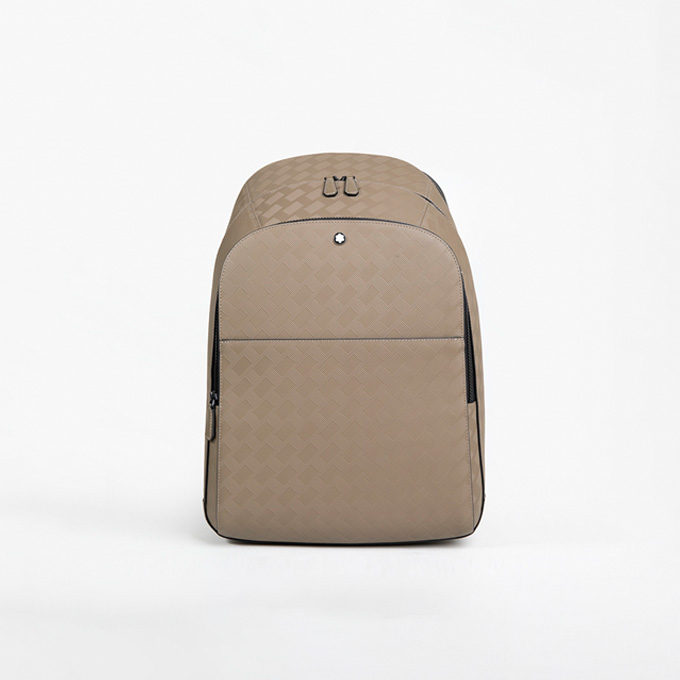 montblanc 3.0 hazelnut brown leather grid pattern backpack #221098